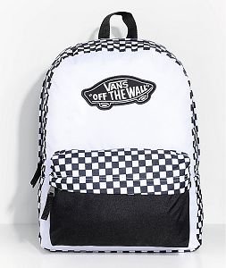 vans realm pink check 22l backpack